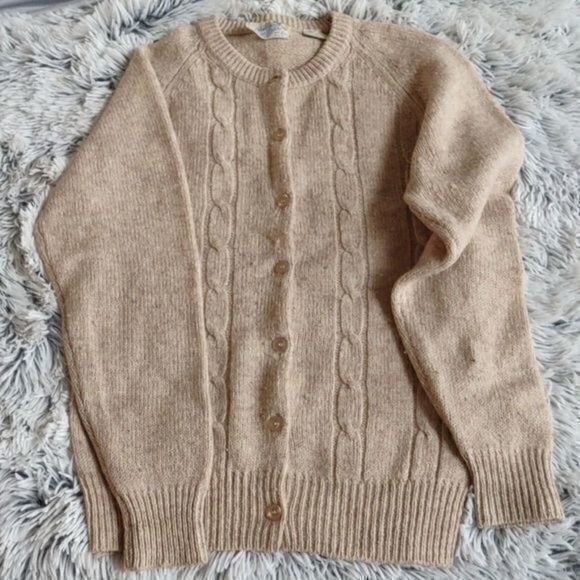 Vintage‎ Northern Isles Neutral Cream Wool Blend Button Down Cardigan - Picture 1 of 10
